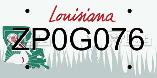ZP0G076 Louisiana License Plate