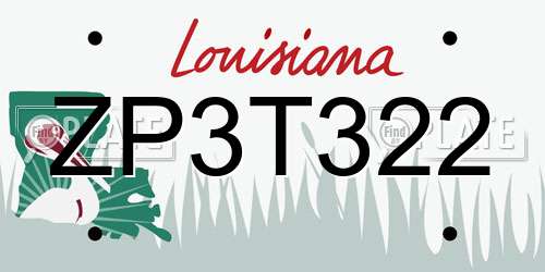 ZP3T322 Louisiana License Plate