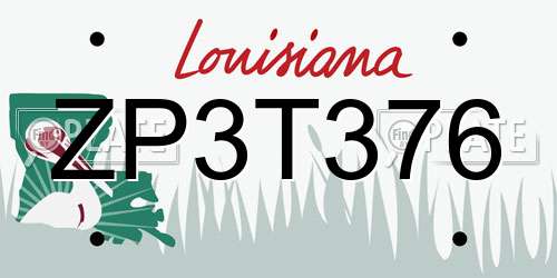 ZP3T376 Louisiana License Plate