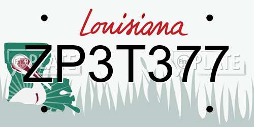 ZP3T377 Louisiana License Plate