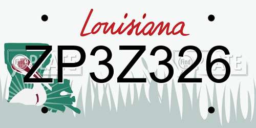 ZP3Z326 Louisiana License Plate