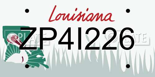 ZP4I226 Louisiana License Plate
