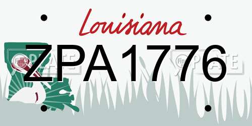 ZPA1776 Louisiana License Plate
