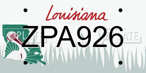 ZPA926 Louisiana License Plate
