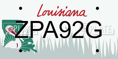 ZPA92G Louisiana License Plate