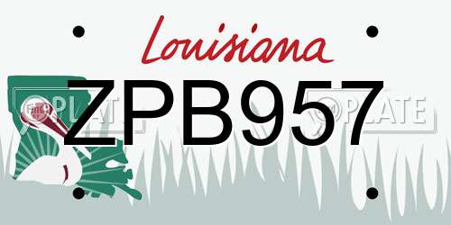 ZPB957 Louisiana License Plate