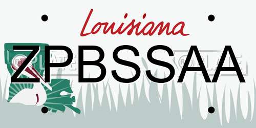 ZPBSSAA Louisiana License Plate