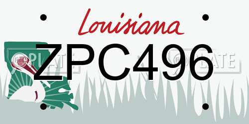 ZPC496 Louisiana License Plate