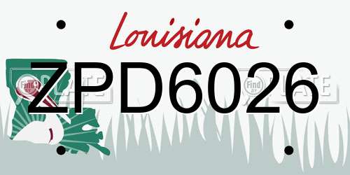 ZPD6026 Louisiana License Plate