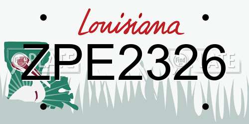 ZPE2326 Louisiana License Plate