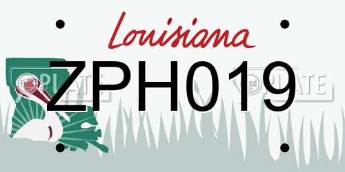 ZPH019 Louisiana License Plate