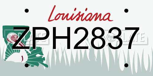 ZPH2837 Louisiana License Plate