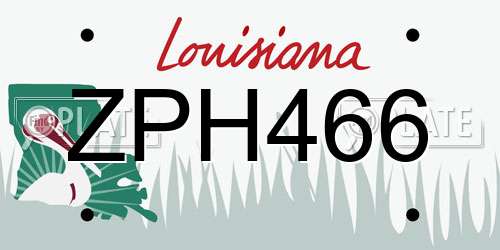 ZPH466 Louisiana License Plate