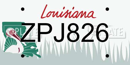 ZPJ826 Louisiana License Plate