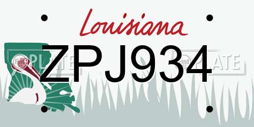 ZPJ934 Louisiana License Plate