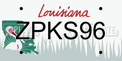 ZPKS96 Louisiana License Plate