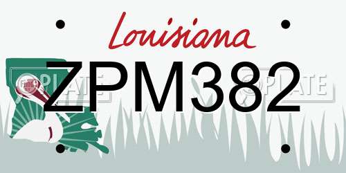 ZPM382 Louisiana License Plate