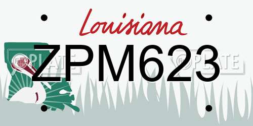 ZPM623 Louisiana License Plate