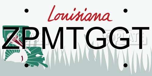 ZPMTGGT Louisiana License Plate