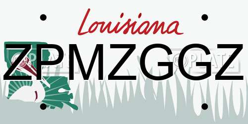 ZPMZGGZ Louisiana License Plate