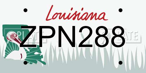 ZPN288 Louisiana License Plate