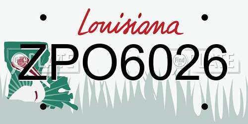 ZPO6026 Louisiana License Plate
