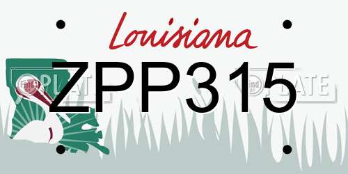 ZPP315 Louisiana License Plate