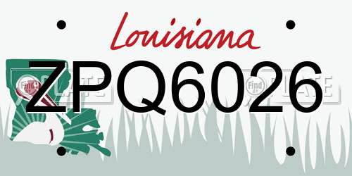 ZPQ6026 Louisiana License Plate