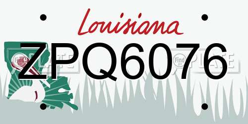ZPQ6076 Louisiana License Plate