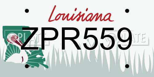 ZPR559 Louisiana License Plate