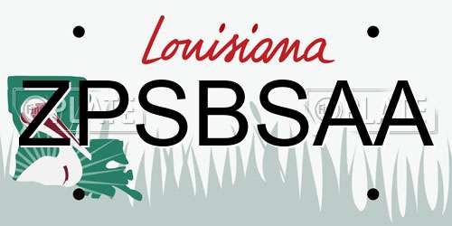 ZPSBSAA Louisiana License Plate