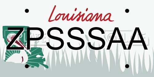 ZPSSSAA Louisiana License Plate