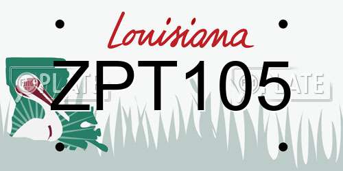 ZPT105 Louisiana License Plate