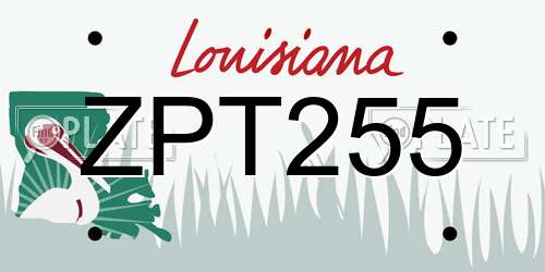 ZPT255 Louisiana License Plate