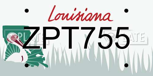 ZPT755 Louisiana License Plate
