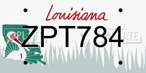 ZPT784 Louisiana License Plate