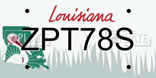 ZPT78S Louisiana License Plate