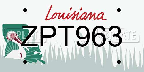 ZPT963 Louisiana License Plate