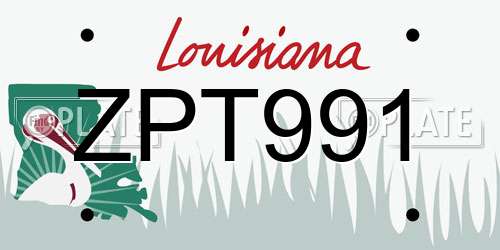 ZPT991 Louisiana License Plate