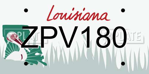 ZPV180 Louisiana License Plate