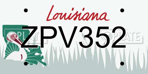 ZPV352 Louisiana License Plate