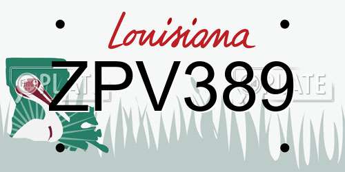 ZPV389 Louisiana License Plate