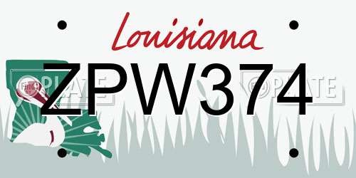 ZPW374 Louisiana License Plate