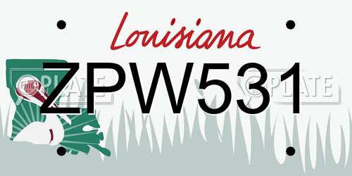 ZPW531 Louisiana License Plate