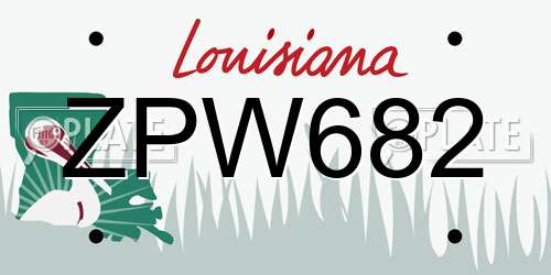 ZPW682 Louisiana License Plate