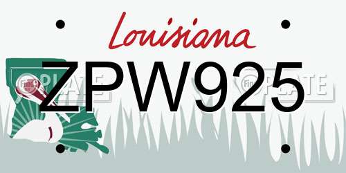 ZPW925 Louisiana License Plate