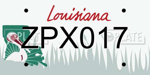 ZPX017 Louisiana License Plate