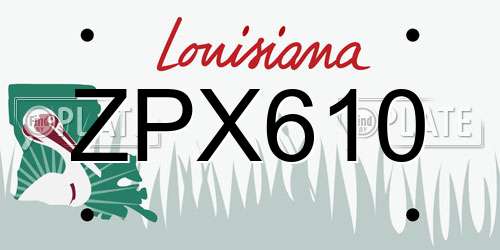 ZPX610 Louisiana License Plate