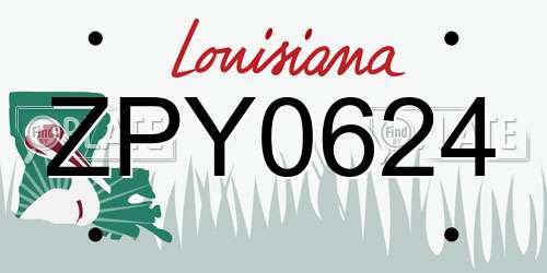 ZPY0624 Louisiana License Plate