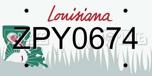 ZPY0674 Louisiana License Plate